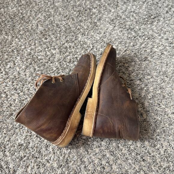 Womens Clarks Desert Brown Leather Beeswax Casual Chukka Boots Size 7 - Picture 9 of 10